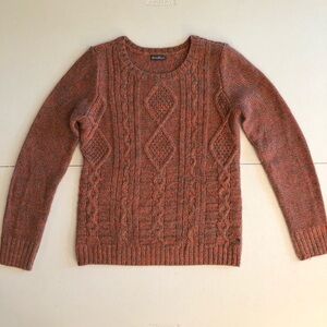 Eddie Bauer Women's Orange & Gray Cable Knit Sweater Size S